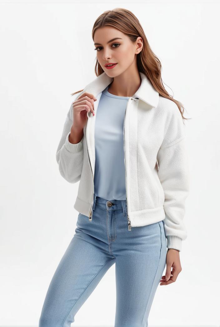 lapel denim coat with long sleeves and buttoned flap pockets stylish women s jacket 123505