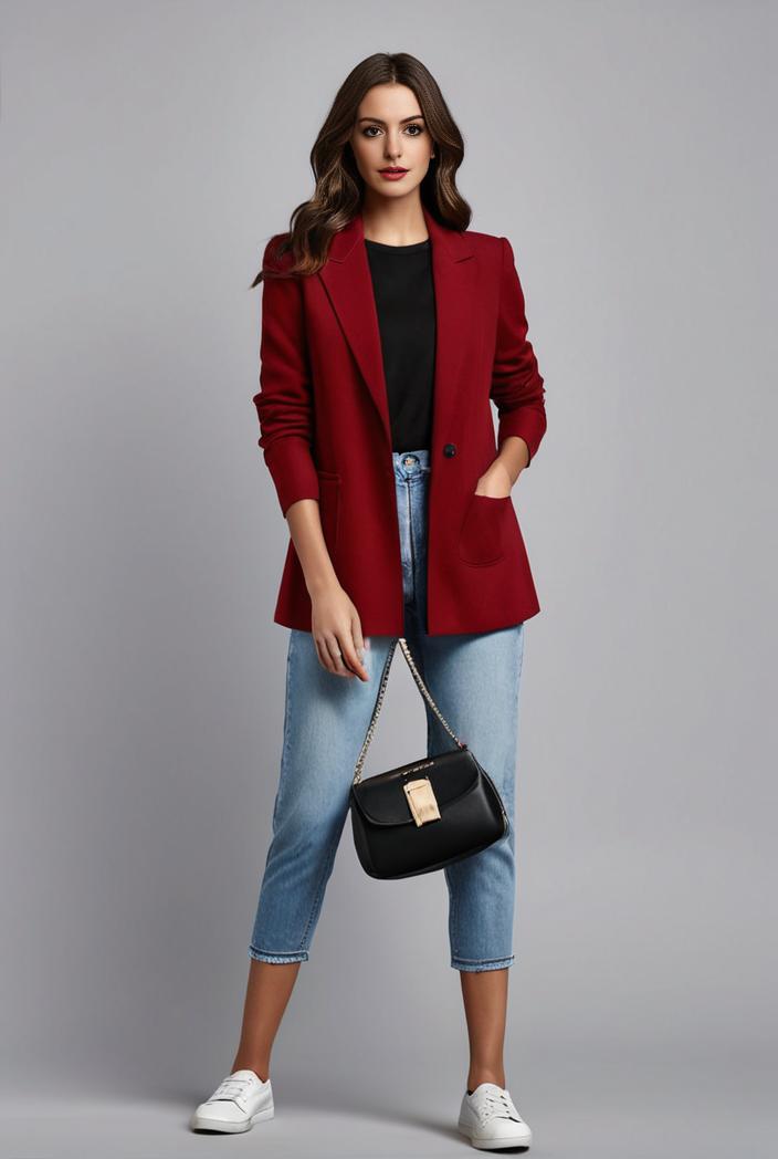 lapel neck blazer with button front stylish long sleeve jacket for office work women s apparel 123545