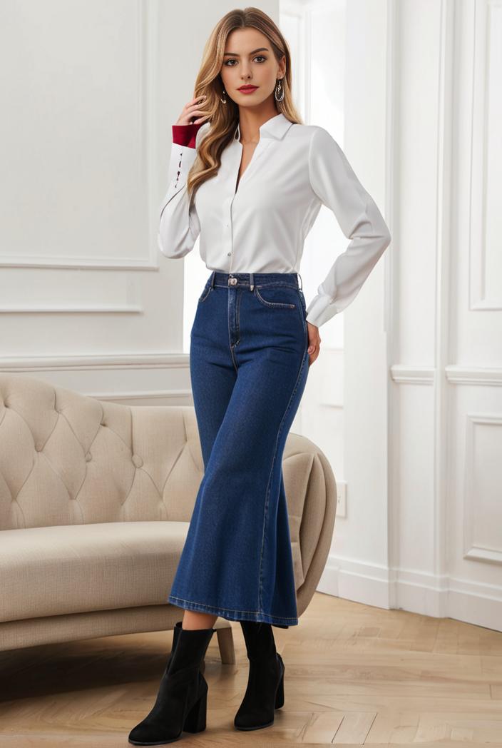 mermaid denim skirt with slant pockets stretch high waist women s denim midi skirt 124896