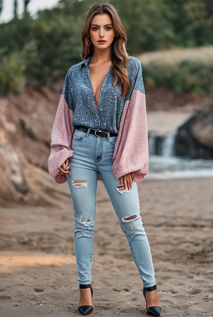 ripped light blue skinny jeans with frayed distressed legs 127628