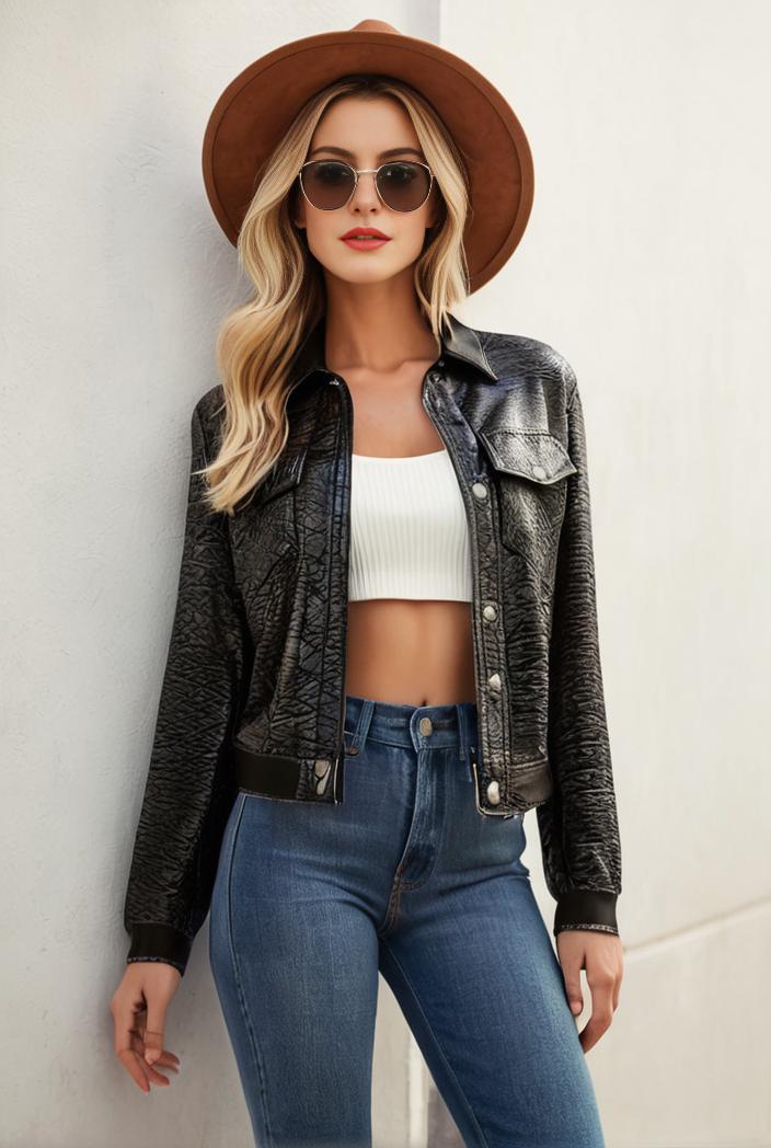 sequin bomber jacket with zipper closure and long sleeves stylish women s outerwear 128750