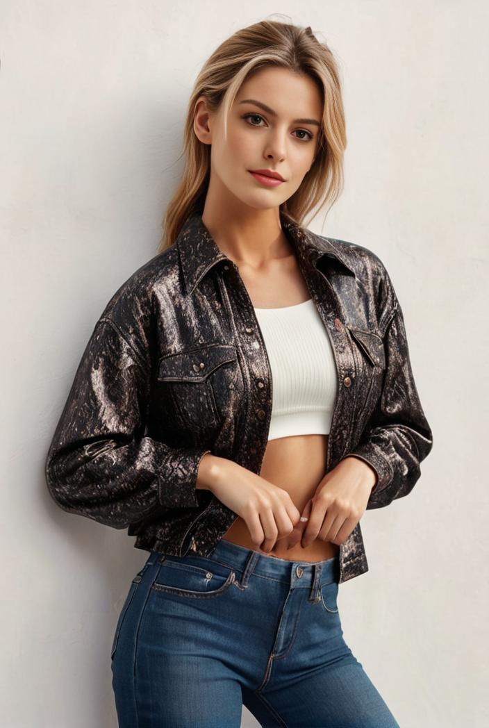 sequin bomber jacket with zipper closure and long sleeves stylish women s outerwear 128762