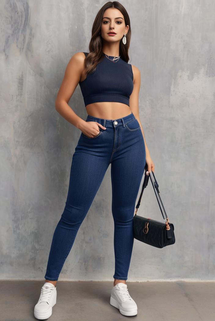 slim fit drawstring denim jeans with elastic waist for women 131738