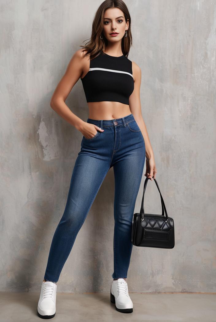 slim fit drawstring denim jeans with elastic waist for women 131739