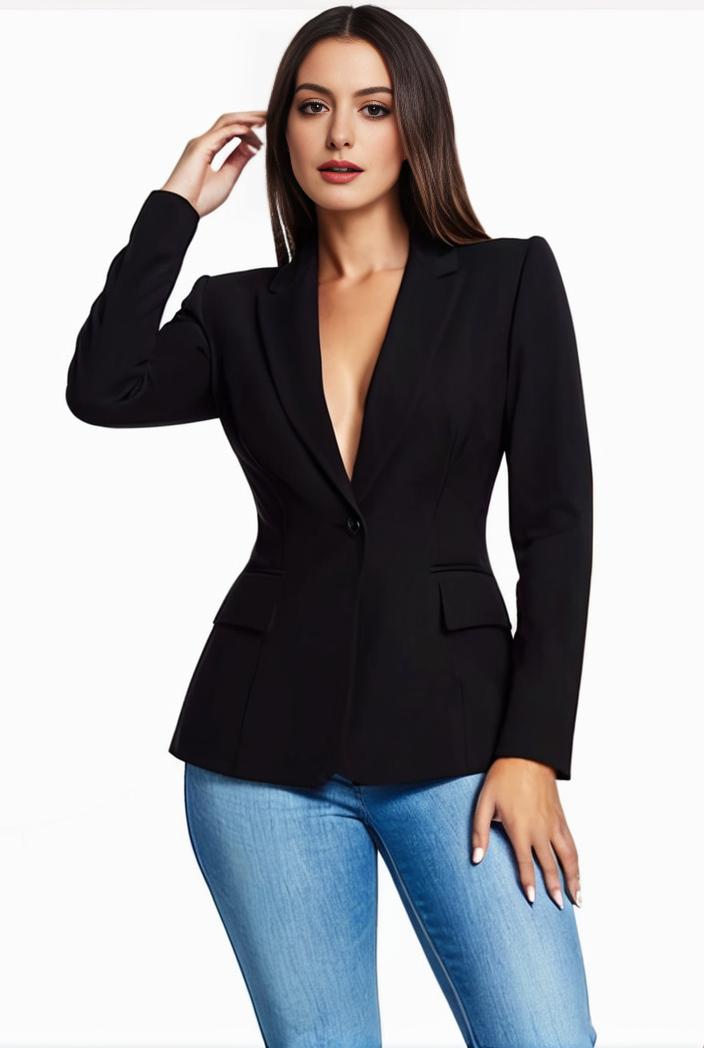 solid blazer with tie back and casual lapel long sleeve outerwear for women 131785