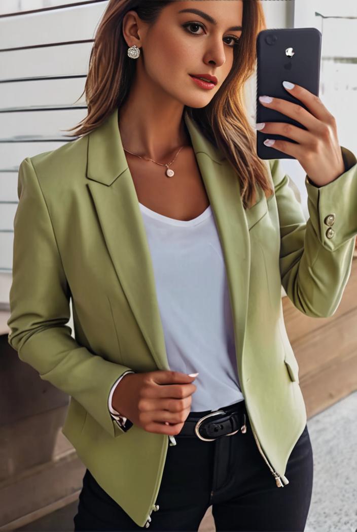 sophisticated split front blazer with long sleeves 132689