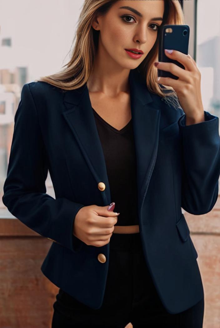 sophisticated split front blazer with long sleeves 132693