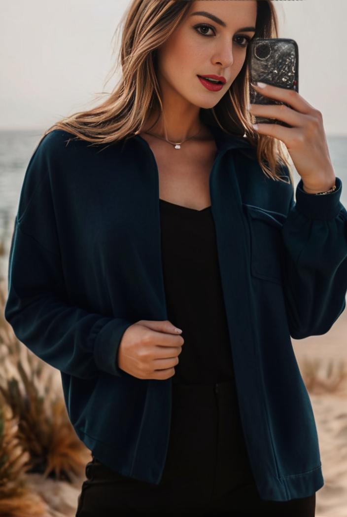 sophisticated split front blazer with long sleeves 132695