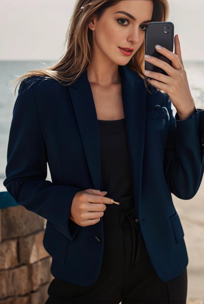 sophisticated split front blazer with long sleeves 132697