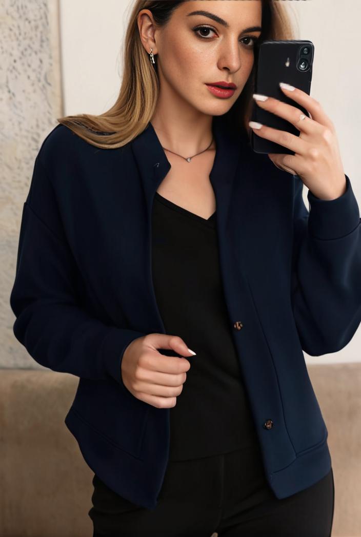 sophisticated split front blazer with long sleeves 132698