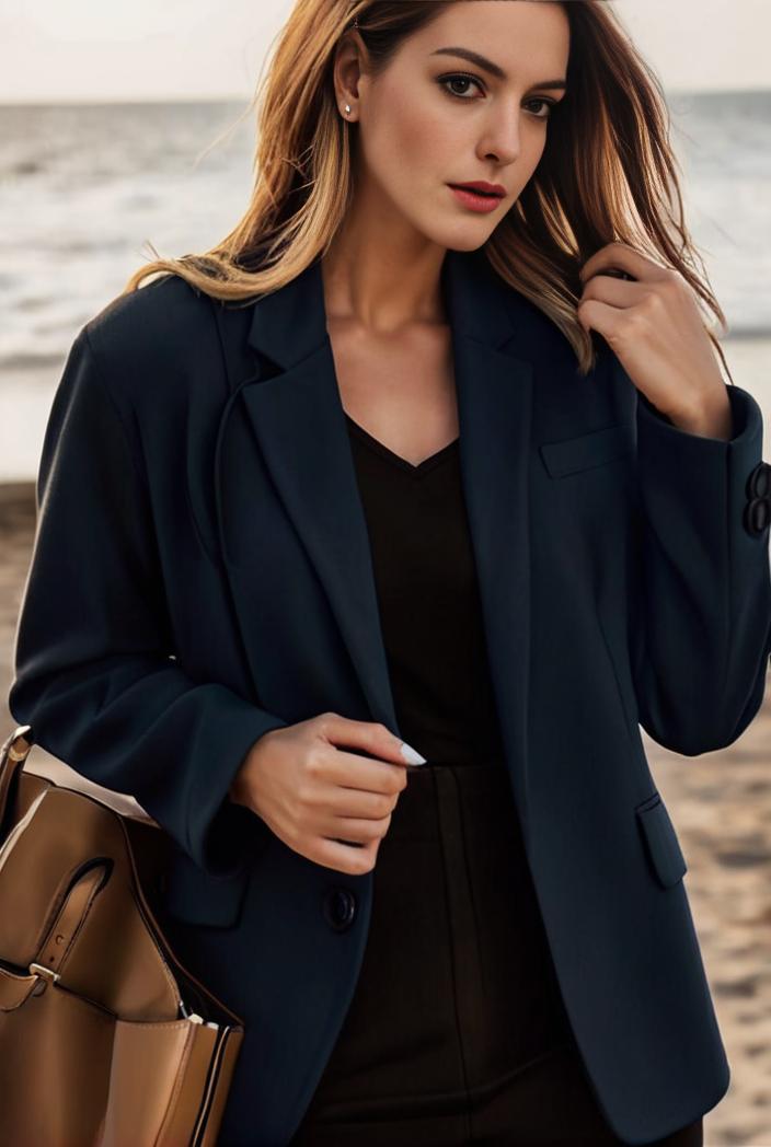 sophisticated split front blazer with long sleeves 132699
