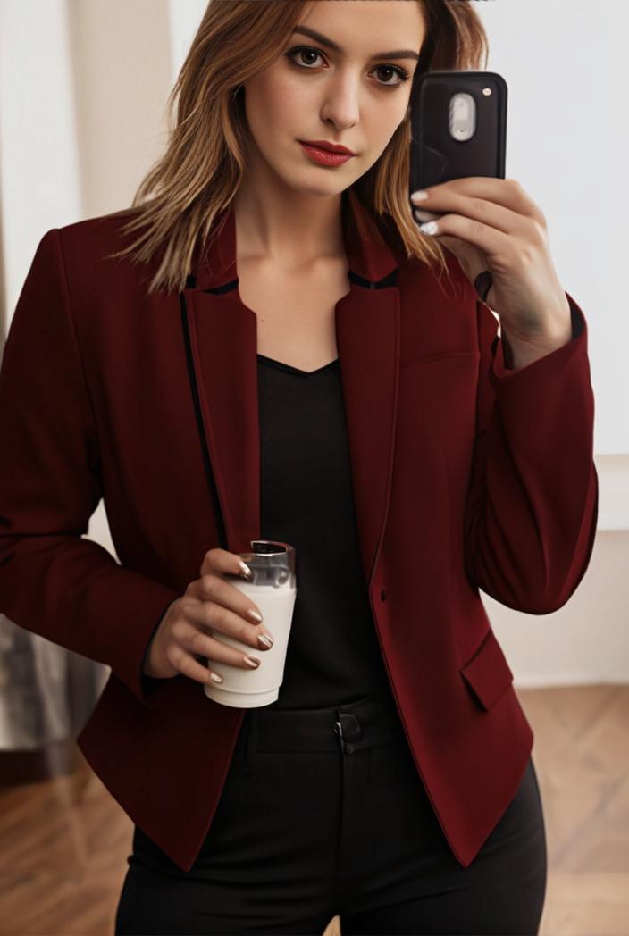 sophisticated split front blazer with long sleeves 132708