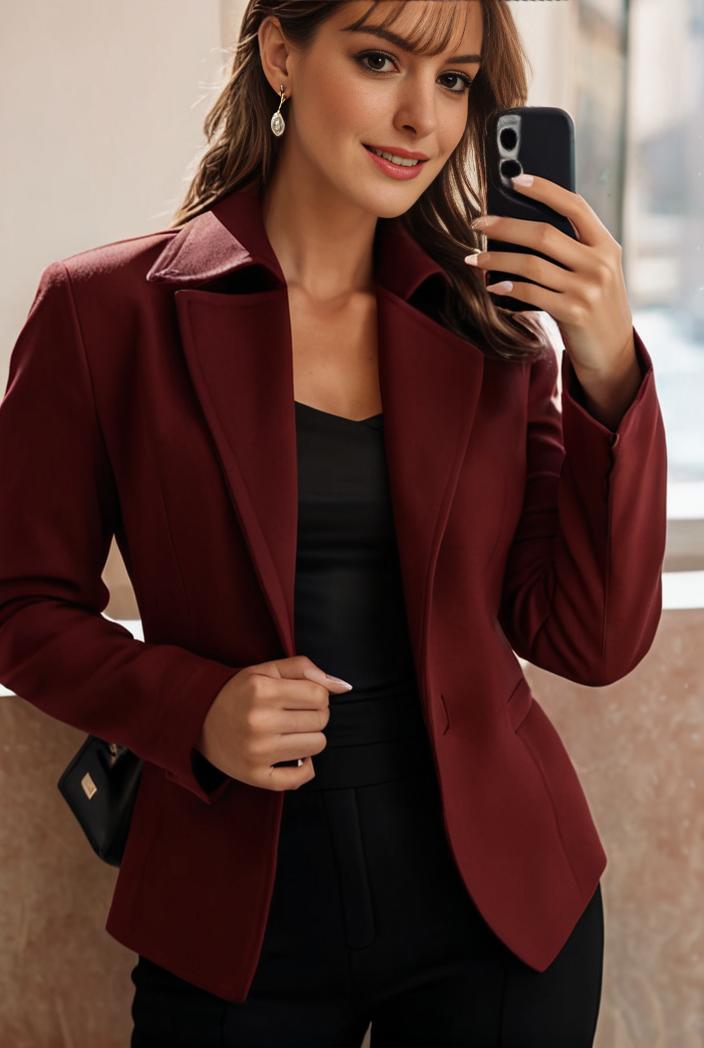 sophisticated split front blazer with long sleeves 132709