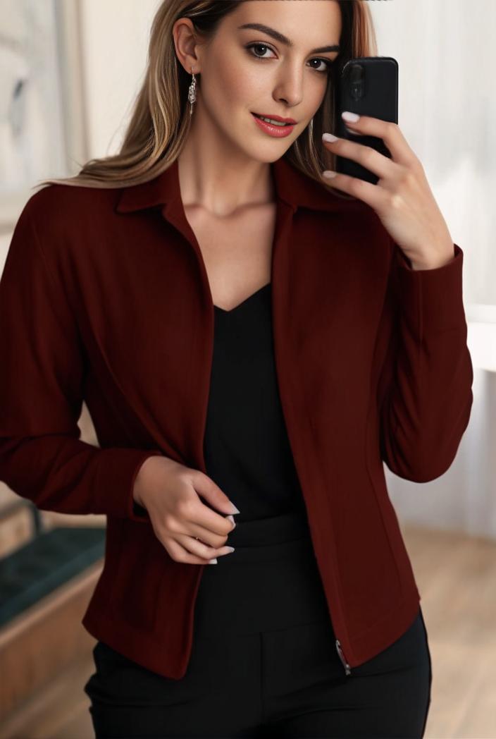 sophisticated split front blazer with long sleeves 132714