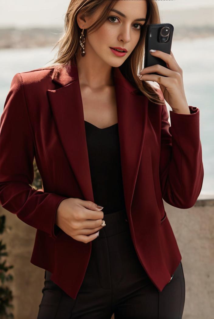 sophisticated split front blazer with long sleeves 132715