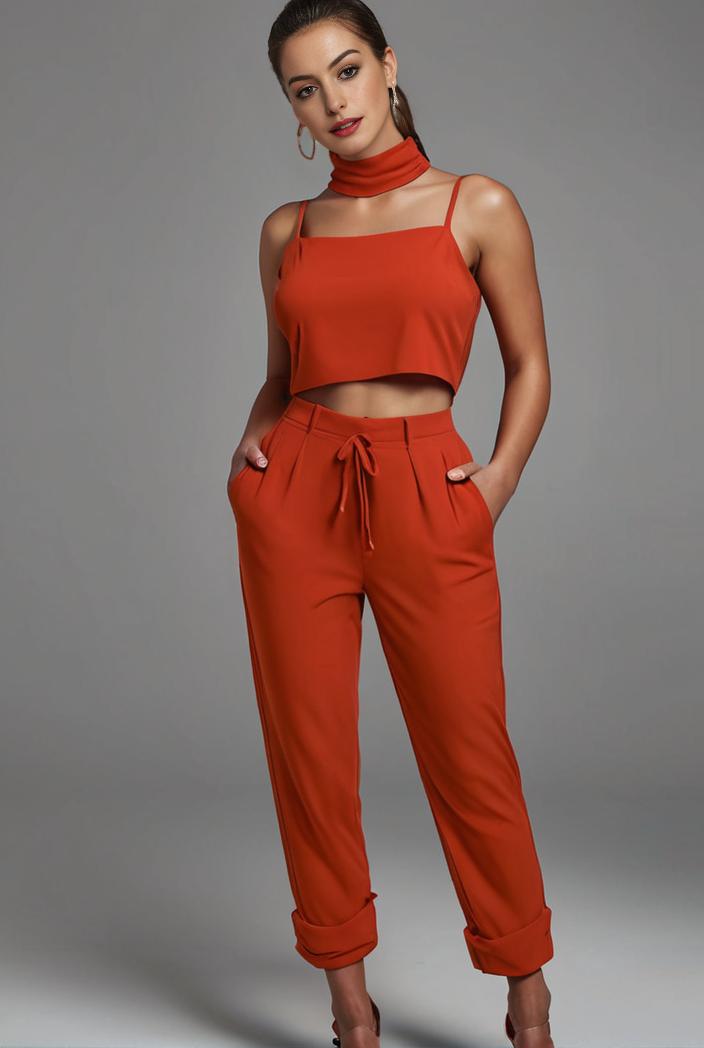 stylish sleeveless jumpsuit with tie waist and flap pockets for women 134263