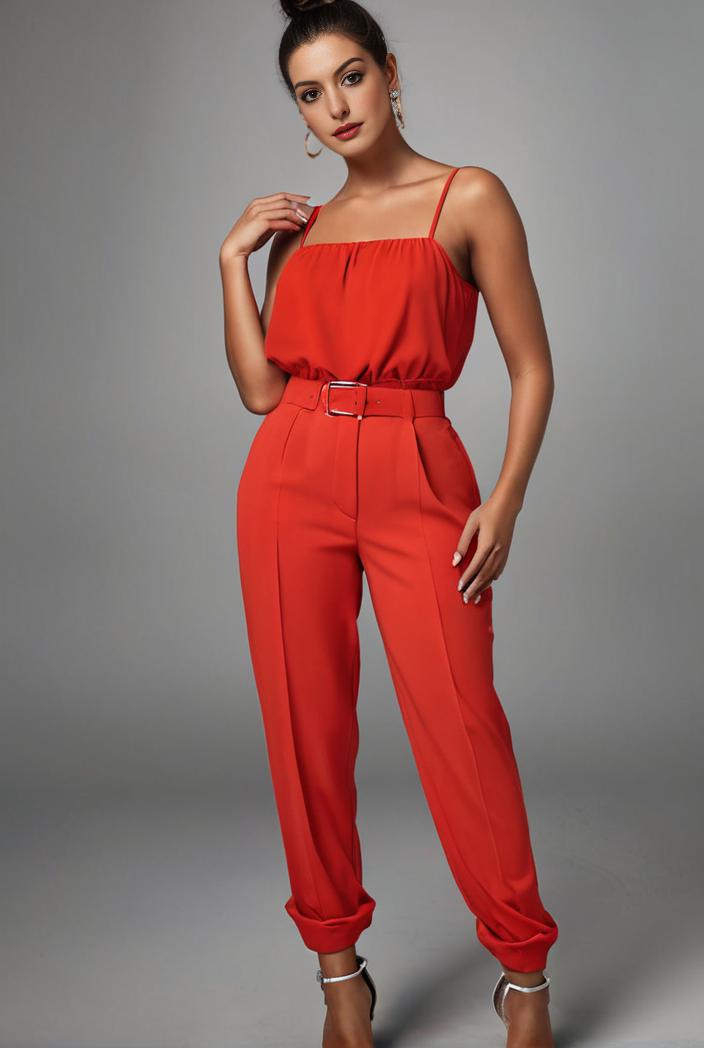 stylish sleeveless jumpsuit with tie waist and flap pockets for women 134265