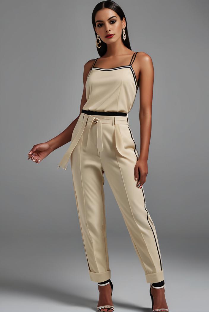 stylish sleeveless jumpsuit with tie waist and flap pockets for women 134271