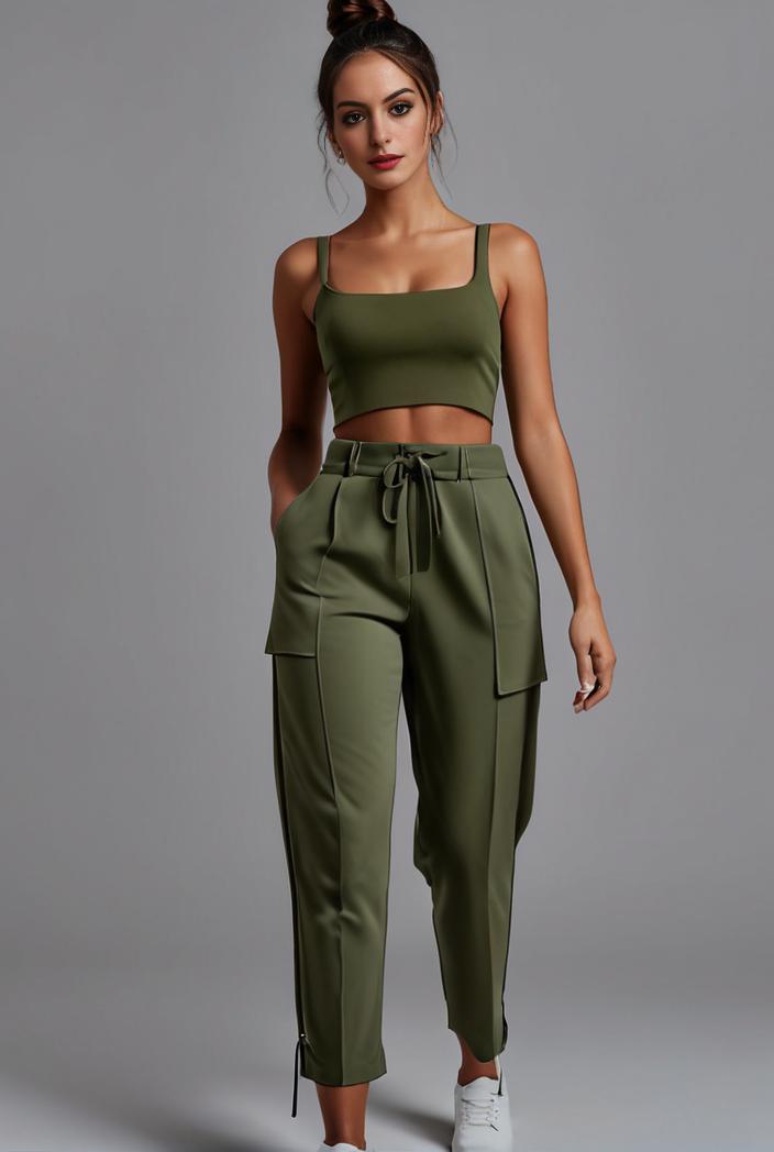 stylish sleeveless jumpsuit with tie waist and flap pockets for women 134278