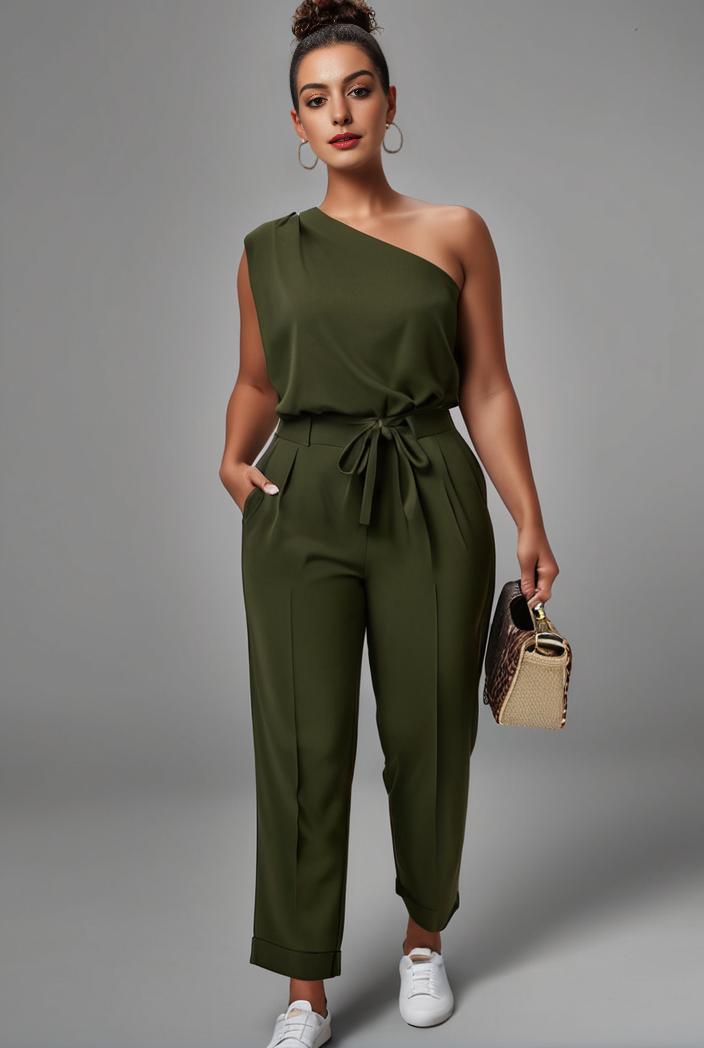 stylish sleeveless jumpsuit with tie waist and flap pockets for women 134279