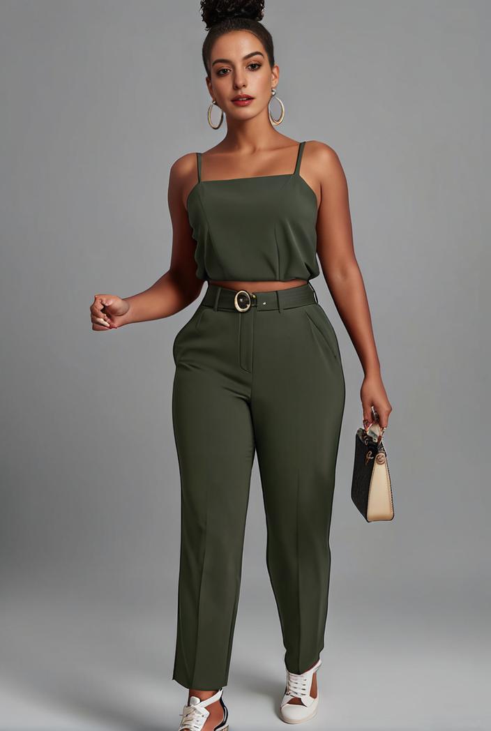 stylish sleeveless jumpsuit with tie waist and flap pockets for women 134282