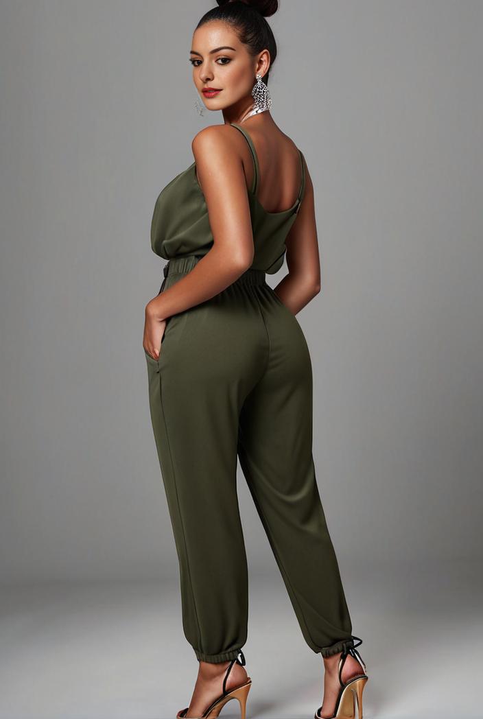 stylish sleeveless jumpsuit with tie waist and flap pockets for women 134292