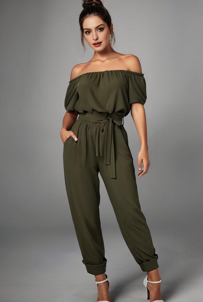 stylish sleeveless jumpsuit with tie waist and flap pockets for women 134297
