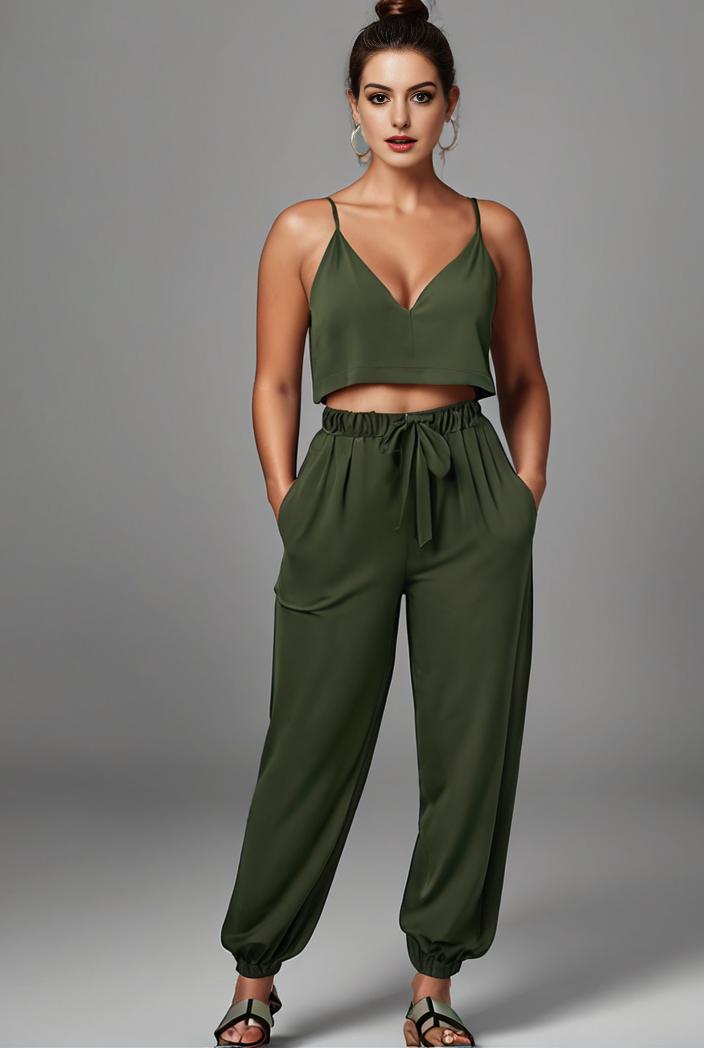 stylish sleeveless jumpsuit with tie waist and flap pockets for women 134333
