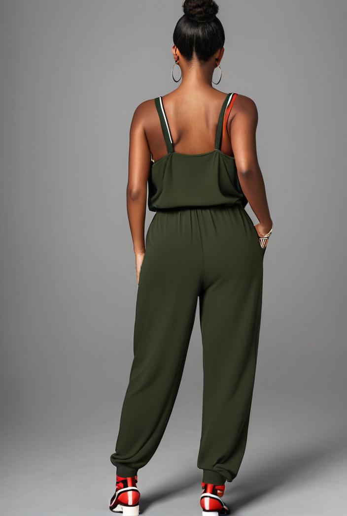 stylish sleeveless jumpsuit with tie waist and flap pockets for women 134336