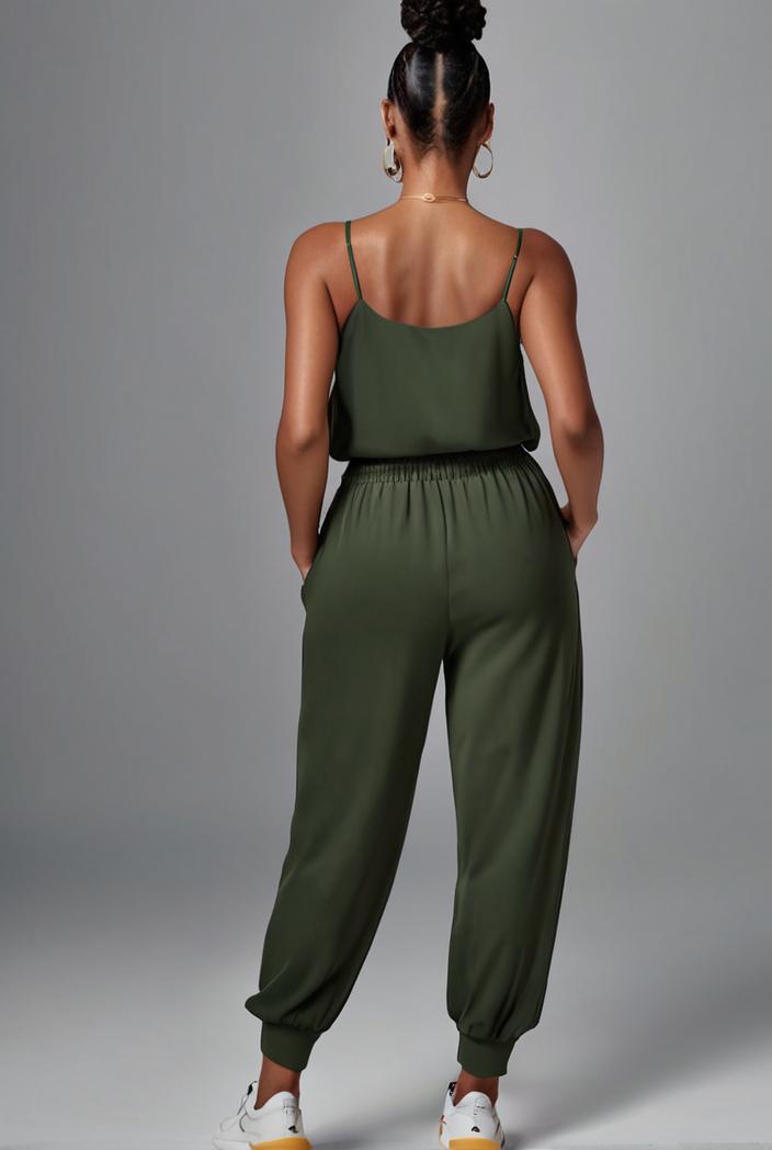 stylish sleeveless jumpsuit with tie waist and flap pockets for women 134338