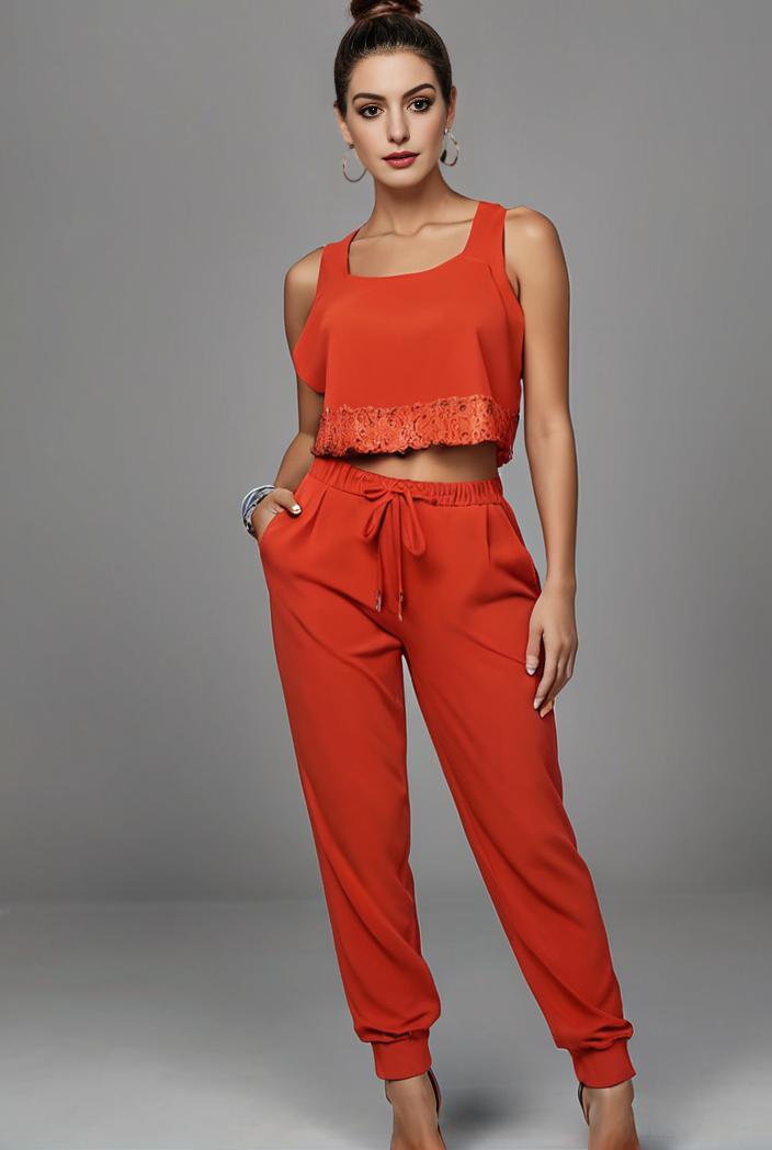 stylish sleeveless jumpsuit with tie waist and flap pockets for women 134341