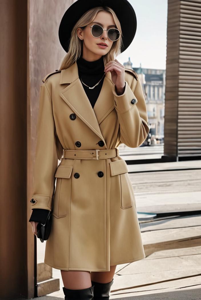stylish women s winter overcoat with double breasted lapels and thermal lining 134647