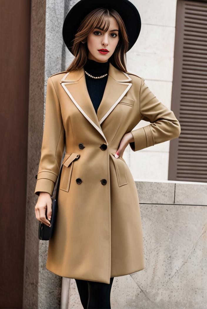 stylish women s winter overcoat with double breasted lapels and thermal lining 134648