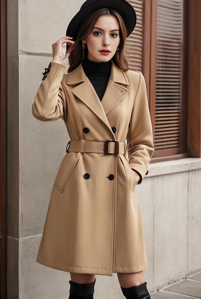 stylish women s winter overcoat with double breasted lapels and thermal lining 134661