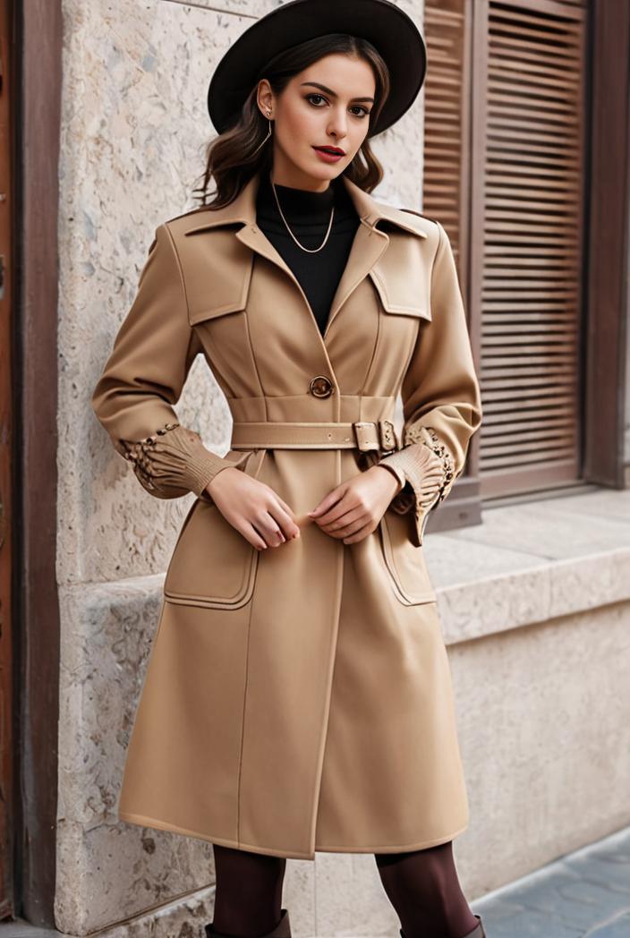 stylish women s winter overcoat with double breasted lapels and thermal lining 134662