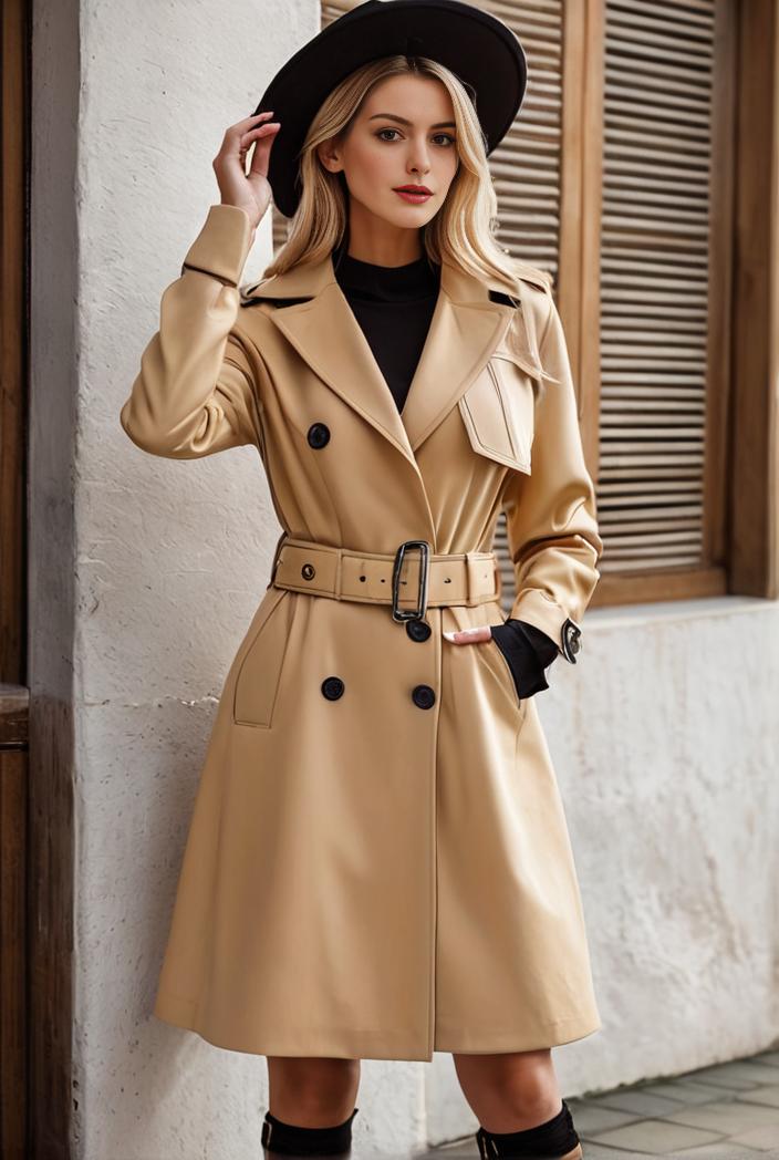 stylish women s winter overcoat with double breasted lapels and thermal lining 134665