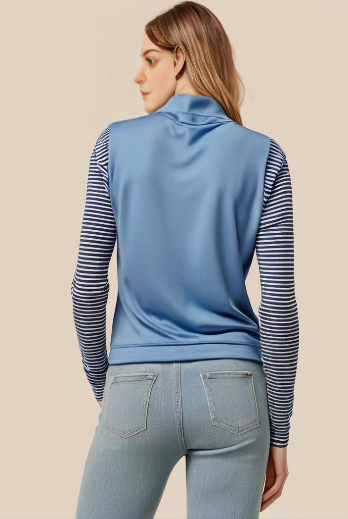 washed denim sleeveless vest with distressed ripped lapel women s denim jacket collection 138290