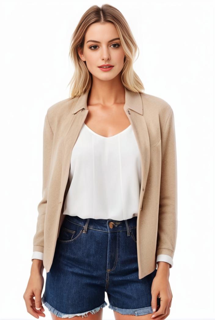 women s solid open front blazer with long sleeves for office wear 139651