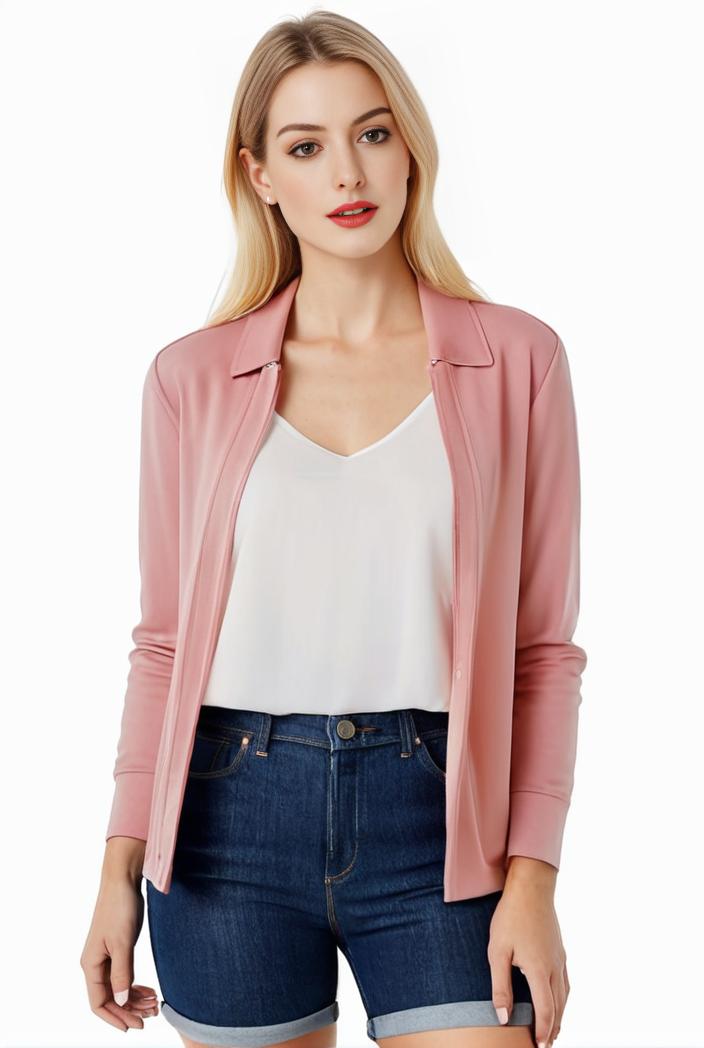 women s solid open front blazer with long sleeves for office wear 139686