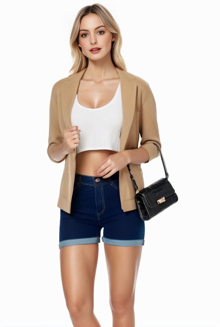 women s solid open front blazer with long sleeves for office wear 139693