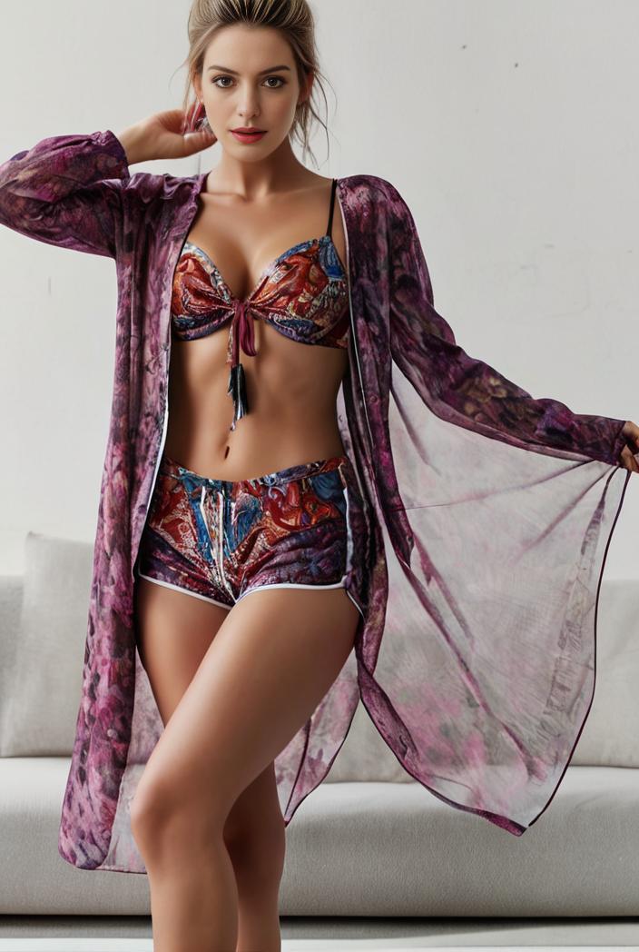 3 pieces sexy print bikini women high waist swimsuit cover up swimwear female lady bathing suit swimming summer beachwear 140454