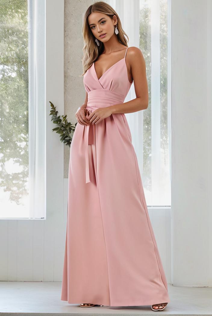 flowy chiffon one shoulder with three straps bridesmaid dress 101903