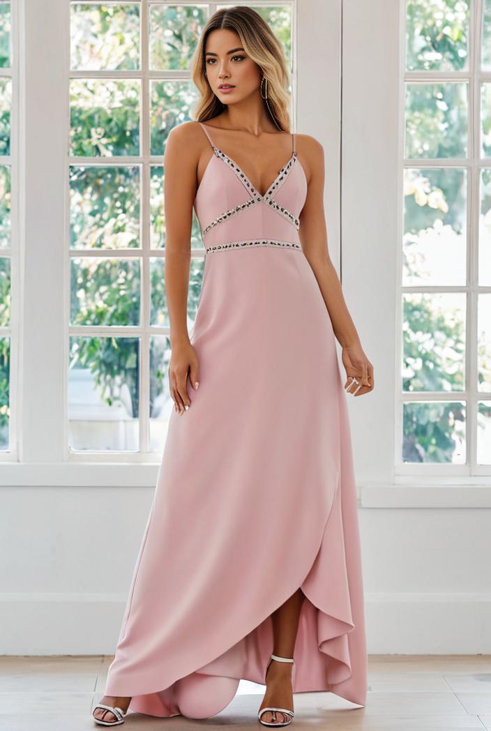 flowy chiffon one shoulder with three straps bridesmaid dress 101912