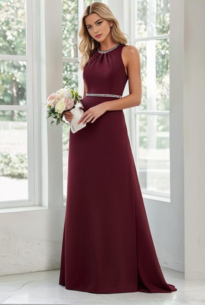 flowy chiffon one shoulder with three straps bridesmaid dress 101923