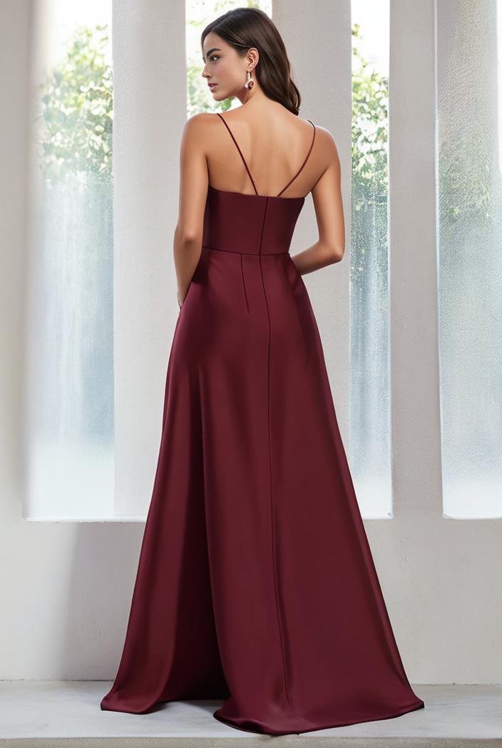 flowy chiffon one shoulder with three straps bridesmaid dress 101926