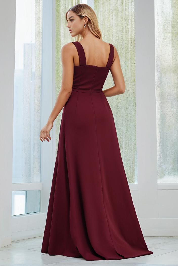 flowy chiffon one shoulder with three straps bridesmaid dress 101930