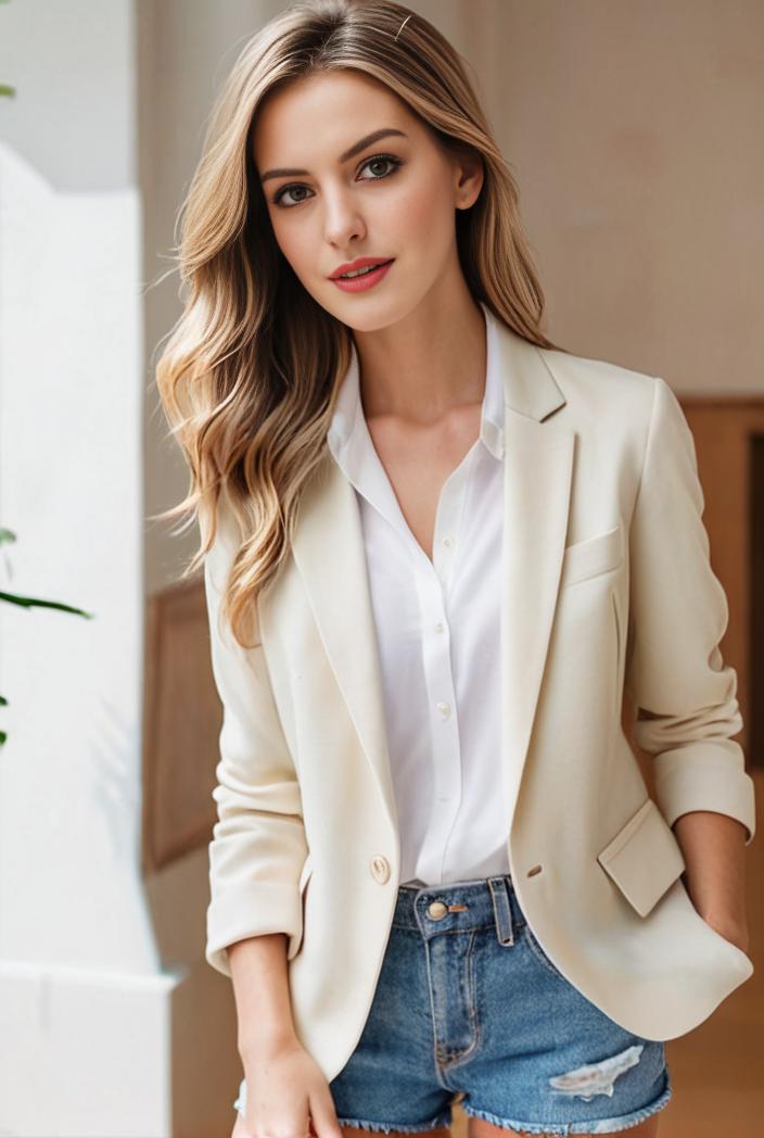 ladies solid button up blazer with long sleeves casual lapel design 108254
