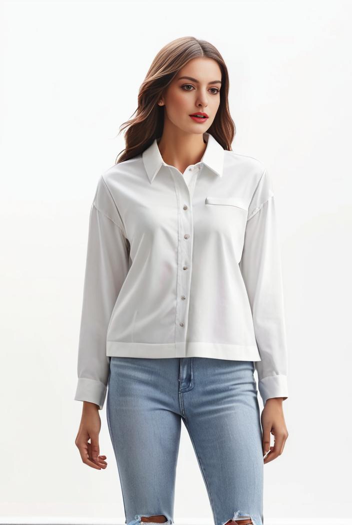 lapel denim coat with long sleeves and buttoned flap pockets stylish women s jacket 108286