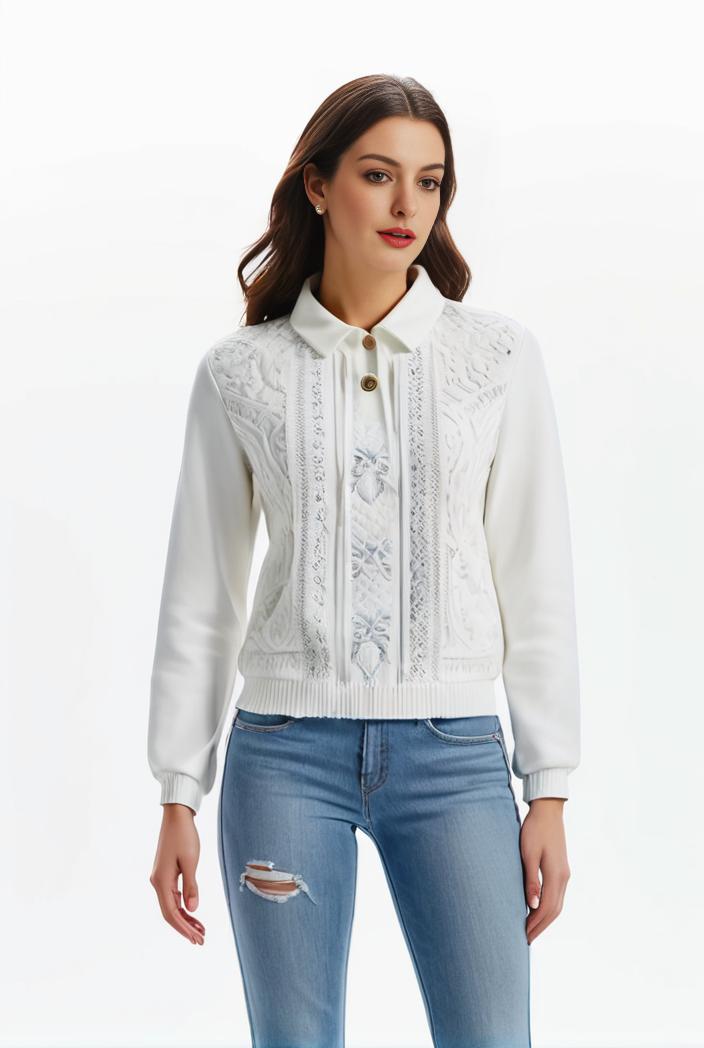 lapel denim coat with long sleeves and buttoned flap pockets stylish women s jacket 108289