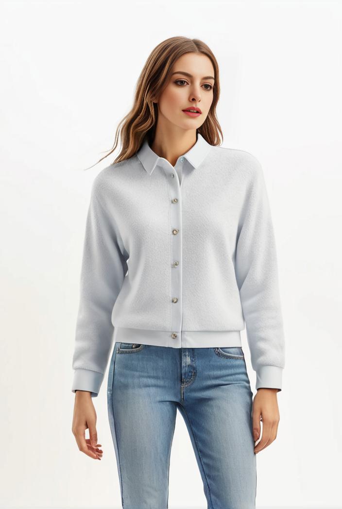 lapel denim coat with long sleeves and buttoned flap pockets stylish women s jacket 108290